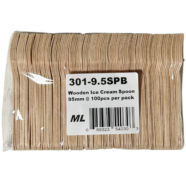 ML PACKAGING - 95mm WOODEN ICE CREAM SPOON 100EA