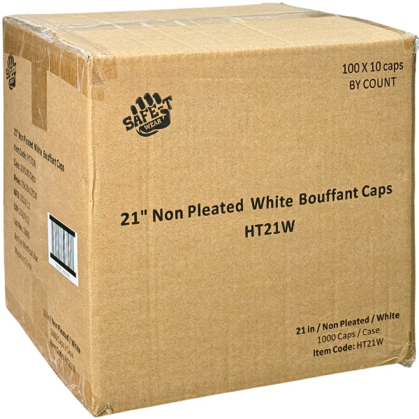 SAFE-T WEAR - 21IN WHITE BOUFFANT  HAIRNET 10x100 PK