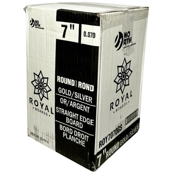 ROYAL - 7IN GOLD/SILVER LAMINATED EDGE ROUND BOARDS 0.07MM THICK 3x50 EA