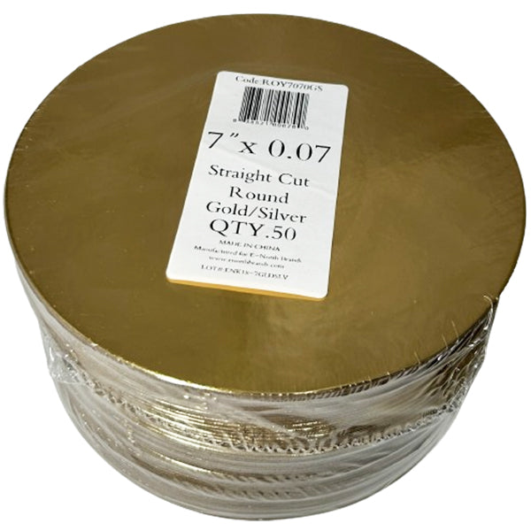 ROYAL - 7IN GOLD/SILVER LAMINATED EDGE ROUND BOARDS 0.07MM THICK 3x50 EA