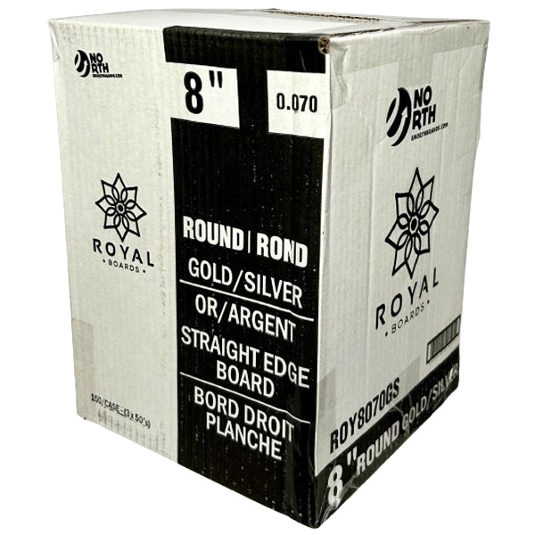 ROYAL - 8IN GOLD/SILVER LAMINATED EDGE ROUND BOARD 0.07MM THICK 3x50 PK