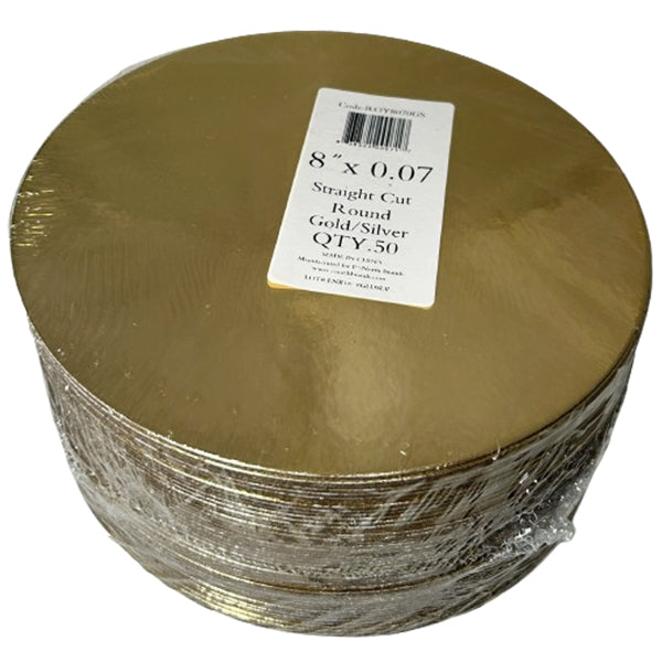 ROYAL - 8IN GOLD/SILVER LAMINATED EDGE ROUND BOARD 0.07MM THICK 3x50 PK