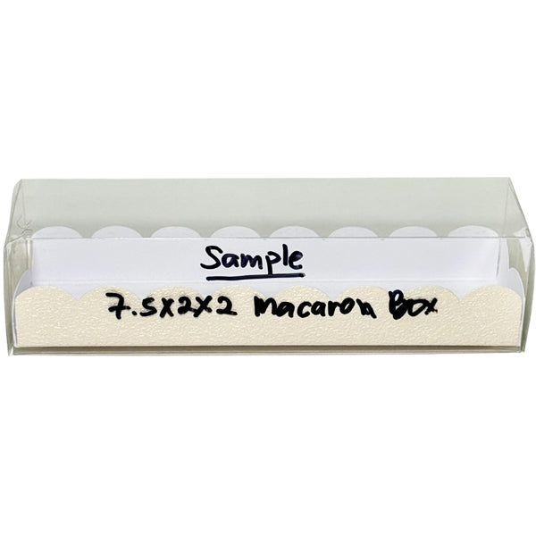 MB - 7.5"x2"x2" MACARON BOX CLEAR PET W/ GOLDISH INSERT 8x25 PK