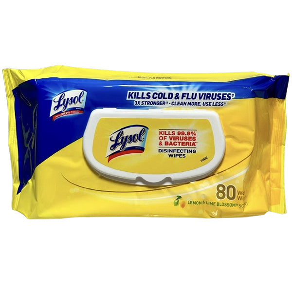 LYSOL - DISINFECTING WIPES LEMON LIME SCENT 6x80 CT