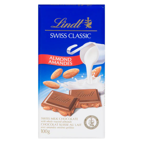 LINDT - SWISS CLASSIC ALMOND MILK CHOCOLATE 12x100 GR