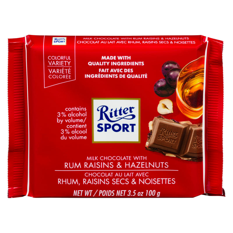 RITTER - RUM RAISINS & HAZELNUTS 12x100 GR