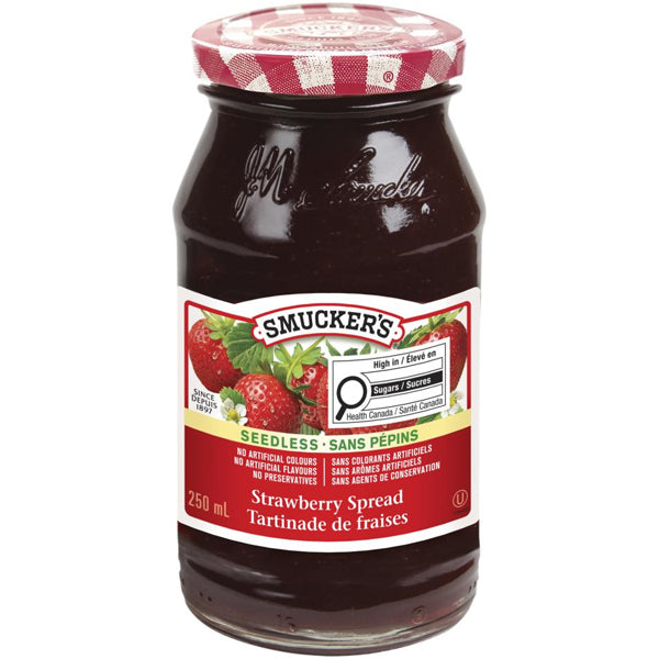 SMUCKERS - PURE SEEDLESS STRAWBERRY 12x250 ML
