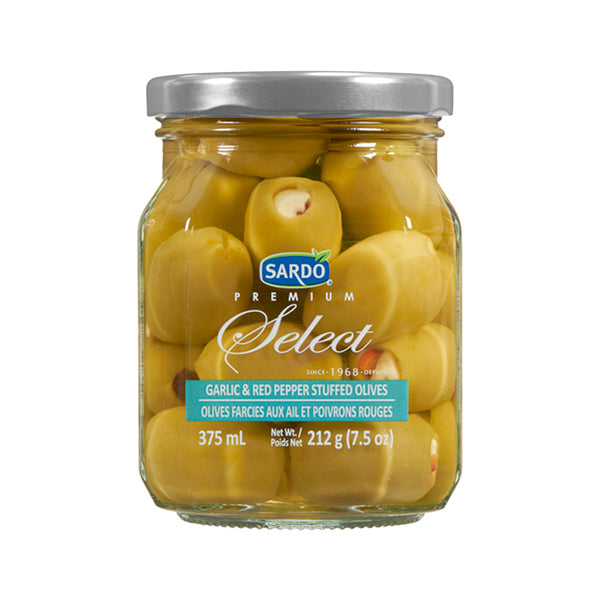 SARDO - GARLIC & RED PEPPER STUFFED OLIVES 6x375 ML