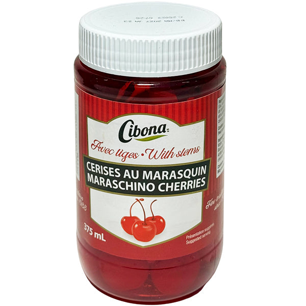 CIBONA - RED COCKTAIL CHERRIES WITH STEM 12x375 ML