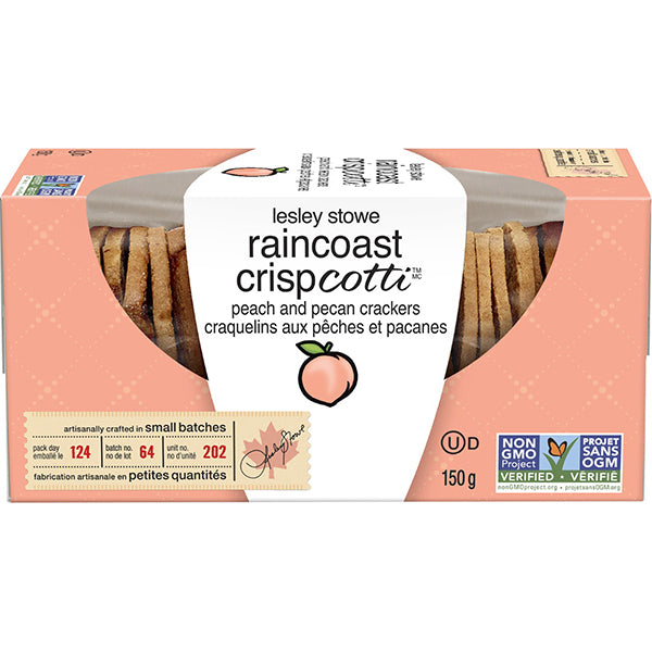 LESLEY STOWE - RAINCOAST CRISPCOTTI PEACH & PECAN CRACKERS 12x150 GR