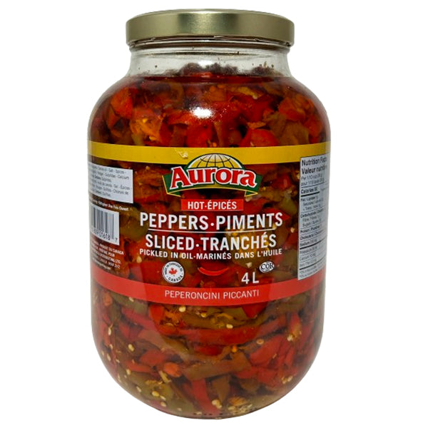 AURORA - PEPPERS HOT SLICED IN OIL 2x4 LT