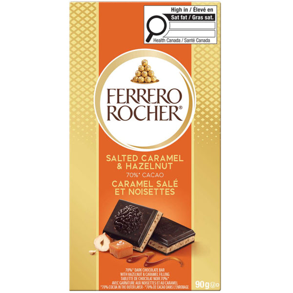 FERRERO - ROCHER DARK HAZELNUT & SALTED CARAMEL BAR 16x90 GR