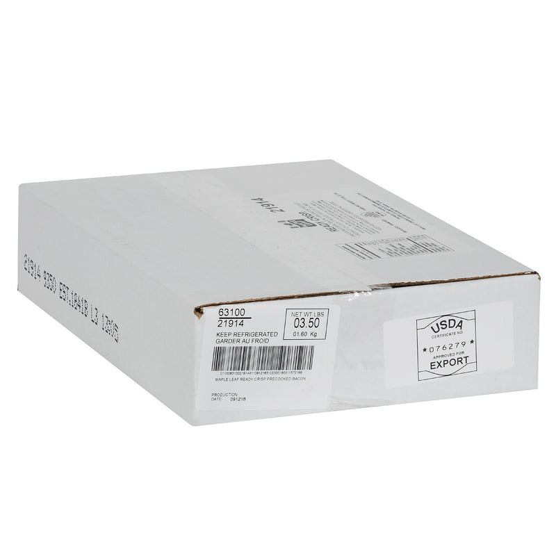 MAPLE LEAF - READY CRISP FULLY COOKED BACON  (2X150SLICES) 3.5LB