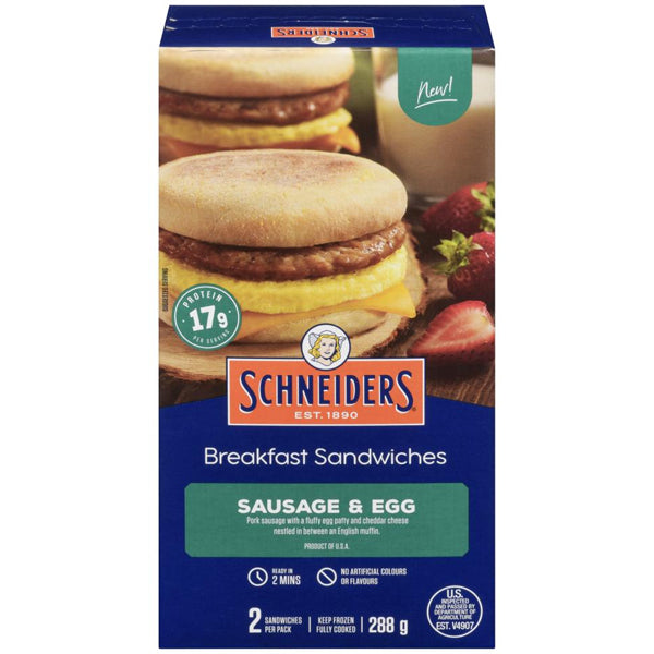 SCHNEIDERS - SAUSAGE EGG CHEDDAR ENGLISH MUFFIN SANDWICH 8x288 GR