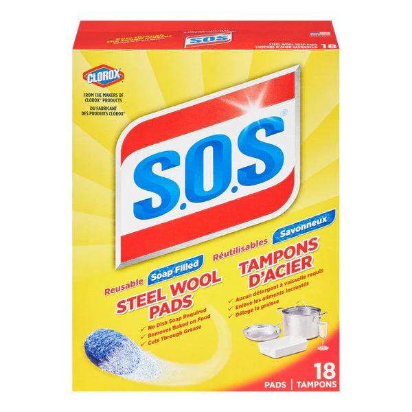 SOS - WOOL SOAP PADS 12x18 PK