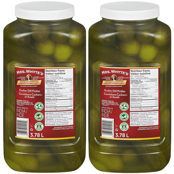 MRS WHYTES - WHOLE KOSHER DILL PICKLES 2x3.78 LT