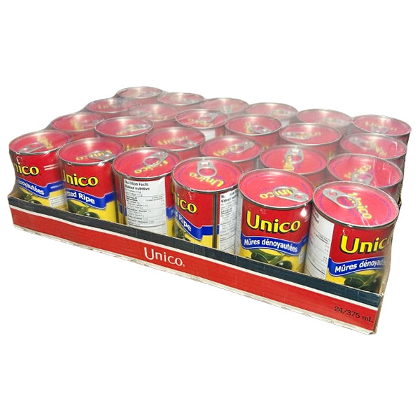 UNICO - PITTED BLACK RIPE OLIVES CAN 24x375ML