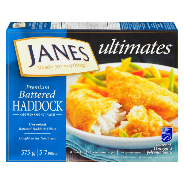 JANES - BATTERED HADDOCK FILLETS 6x575 GR