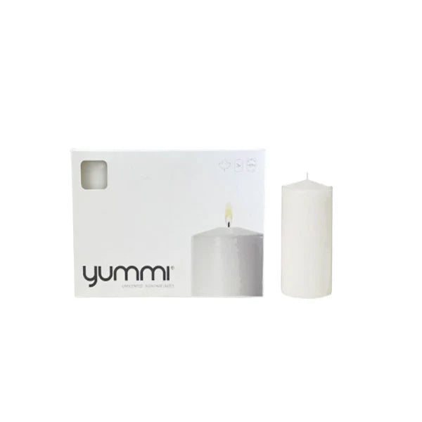 YUMMI - PILLAR CANDLE 2.8X8IN WHITE 4X3EA