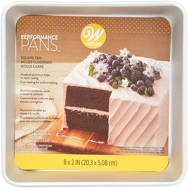 WILTON - PERFORMANCE PANS ALUMINUM 8IN SQUARE CAKE AND BROWNIE PAN 3PK