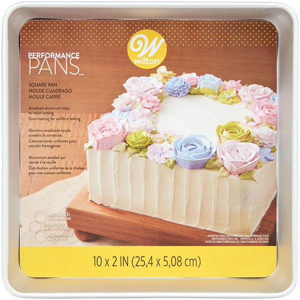 WILTON - PERFORMANCE PAN ALUMINUM 10IN SQUARE CAKE AND BROWNIE 3PK