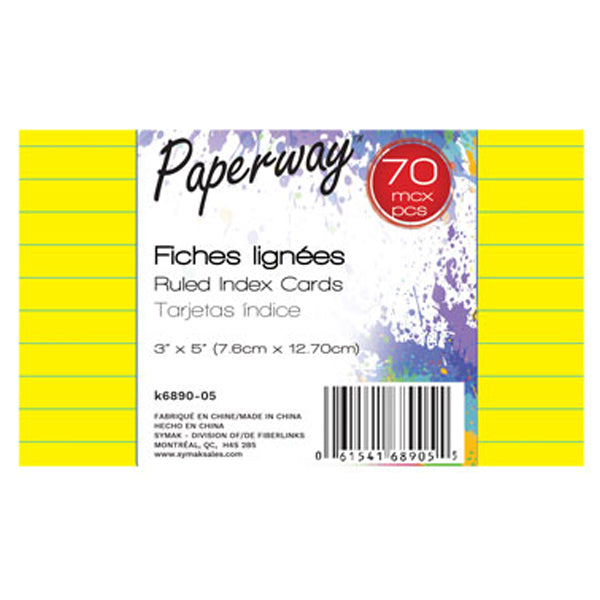 PAPERWAY - COLOR RULED INDEX CARD 12x EA