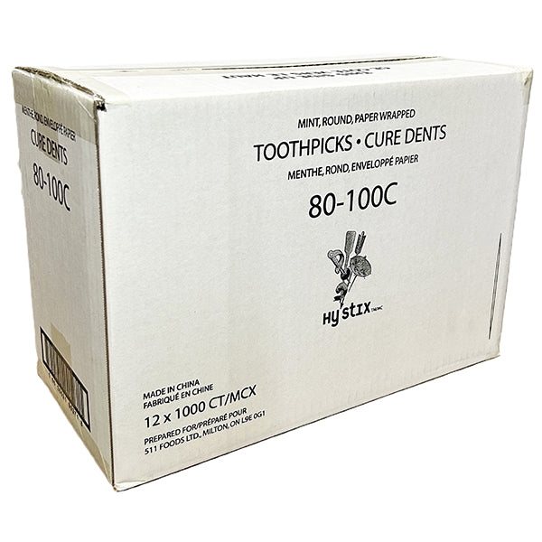 HY STIX - TOOTHPICK MINT CELLO WRAPPED 12x1000 PK