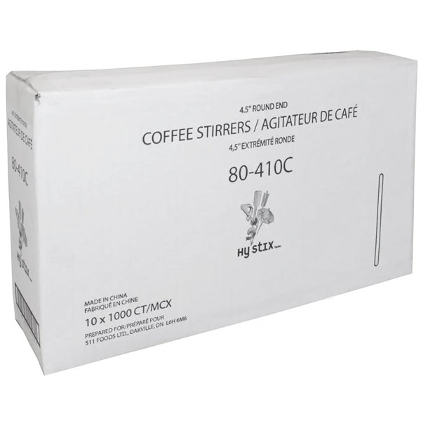 HY STIX - 4.5" WOOD COFFEE STIRRER 10x1000 EA