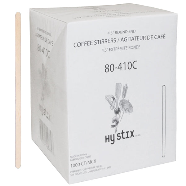 HY STIX - 4.5" WOOD COFFEE STIRRER 10x1000 EA