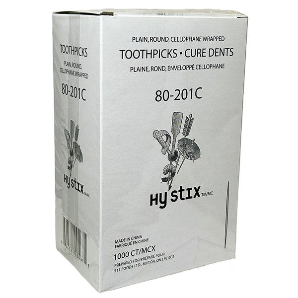 HY STIX - TOOTHPICK PLAIN CELLO WRAPPED 12x1000 PK