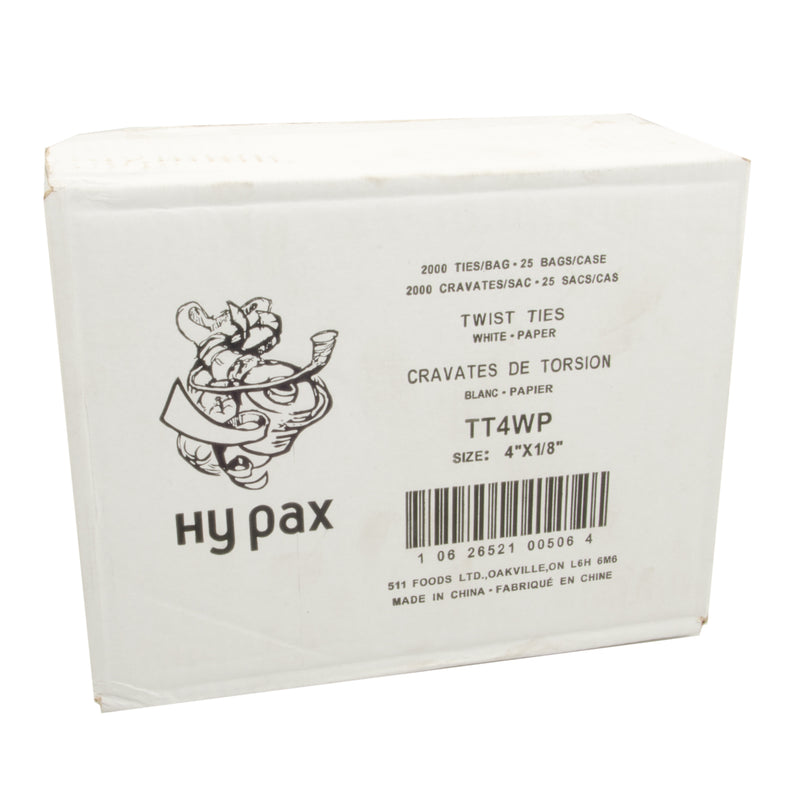 HY-FIVE - 4in TWIST TIES WHITE 25x2000 EA