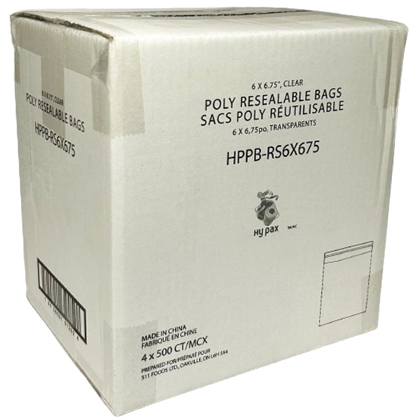 HYPAX - BAG RESEALABLE POLY 6X6.75 WITH STRIP 4x500 EA