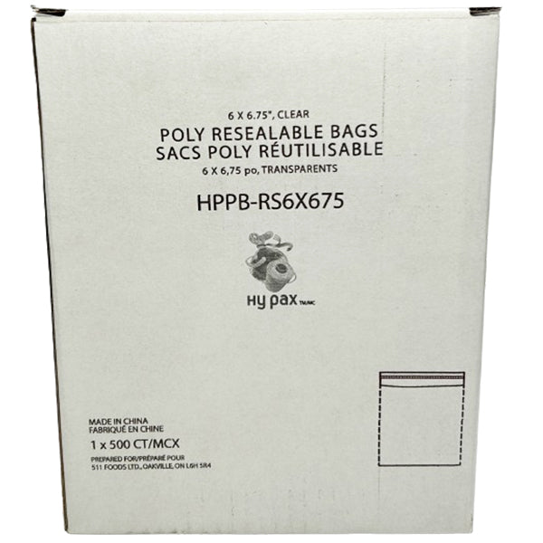 HYPAX - BAG RESEALABLE POLY 6X6.75 WITH STRIP 4x500 EA