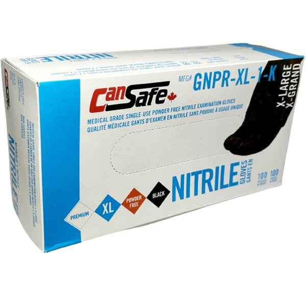 CANSAFE - NITRILE BLACK XLARGE GLOVES POWDER FREE 10x100 EA