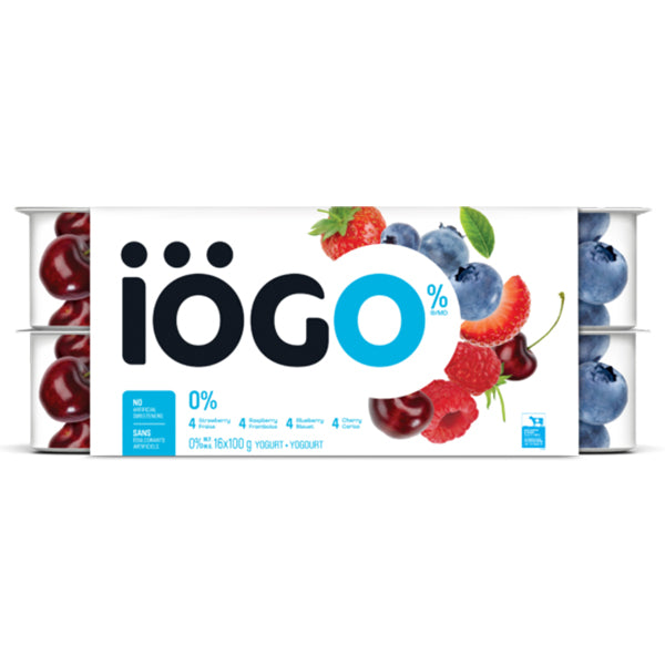 IOGO - 0% STRAWBERRY, RASPBERRY, BLUEBERRY & CHERRY YOGURT 3x16x100 GR