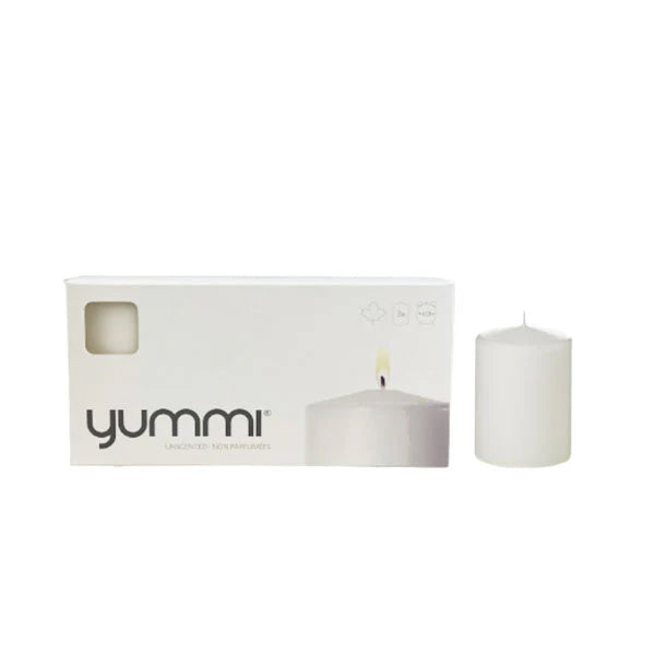 YUMMI - PILLAR CANDLE 2.8X4IN WHITE 4X3EA
