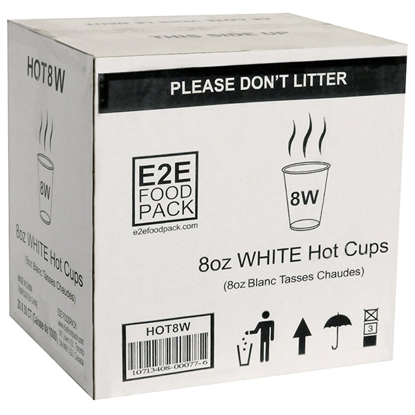 E2E - WHITE HOT CUP 8oz 20x50 EA
