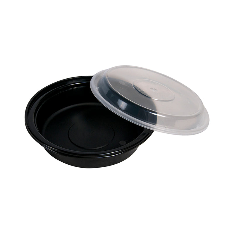 E2E - 24oz MEDIUM ROUND FOOD CONTAINER BROWN BASE CLEAR LID 150EA