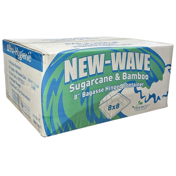 NEW WAVE - NEWWAVE 8in BAGASSE CLAMSHELL 4x50EA