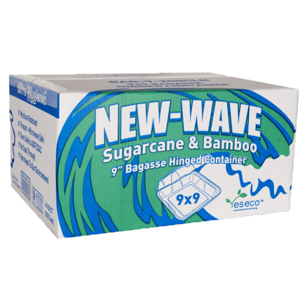 YES ECO - NEWWAVE 9in BAGASSE CLAMSHELL 4x50EA