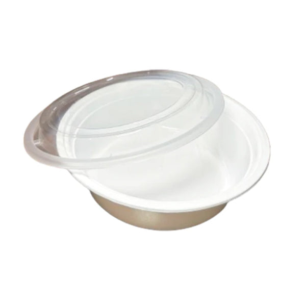 E2E FOODPACK - 24oz MEDIUM ROUND FOOD CONTAINER WHITE BASE CLEAR LID 150EA