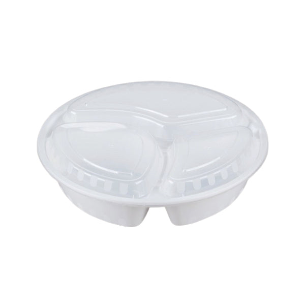 E2E FOODPACK - ROUND 3 COMPARTMENT FOOD CONTAINER 48OZ 150EA