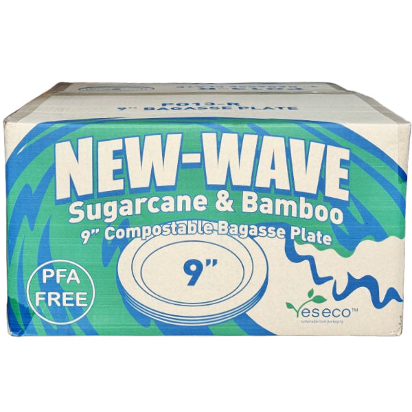 NEW WAVE - SUGARCANE & BAMBOO 9IN COMPOSTABLE BAGASSE PLATE 20x25 CT