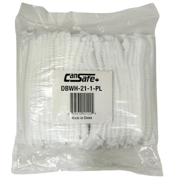 SAFETY ZONE - PLEATED BOUFFANT CAPS 21" WHITE 10x100 EA