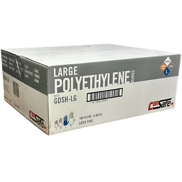 SAFETY ZONE - CLEAR POLY GLOVES LARGE GDSH-LG 10x100 EA