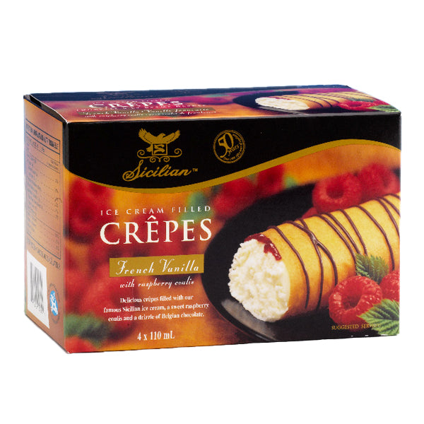 SICILIAN ICE CREAM - VANILLA RASPBERRY CREPES 12X4EA