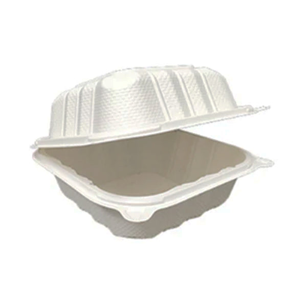 ECOPAX - 6"x 6"x3.25" IVORY 1 COMP HINGE PEBBLE CONTAINER 250EA