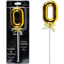 FANCY N CO - 9IN GOLD CAKE TOPPER WITH STEM AND RIBBON