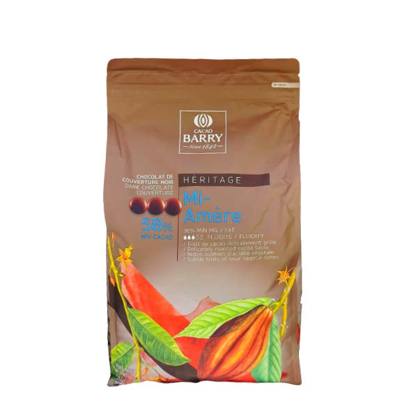 CACAO BARRY - MI AMERE 58% SEMI SWEET CHOCOLATE PISTOLES 5KG