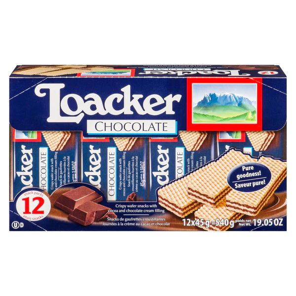 LOACKER - WAFER CHOCOLATE 12x12x45GR